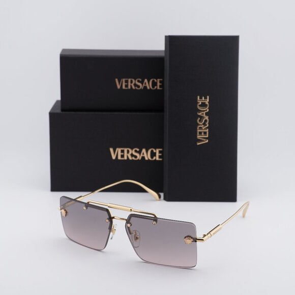 Versace VE2245 100258 Rectangle Sunglasses – Gold/Pink Gradient - Picture 1 of 10